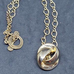 Gold Tone Necklace Round Pendant Interchangeable